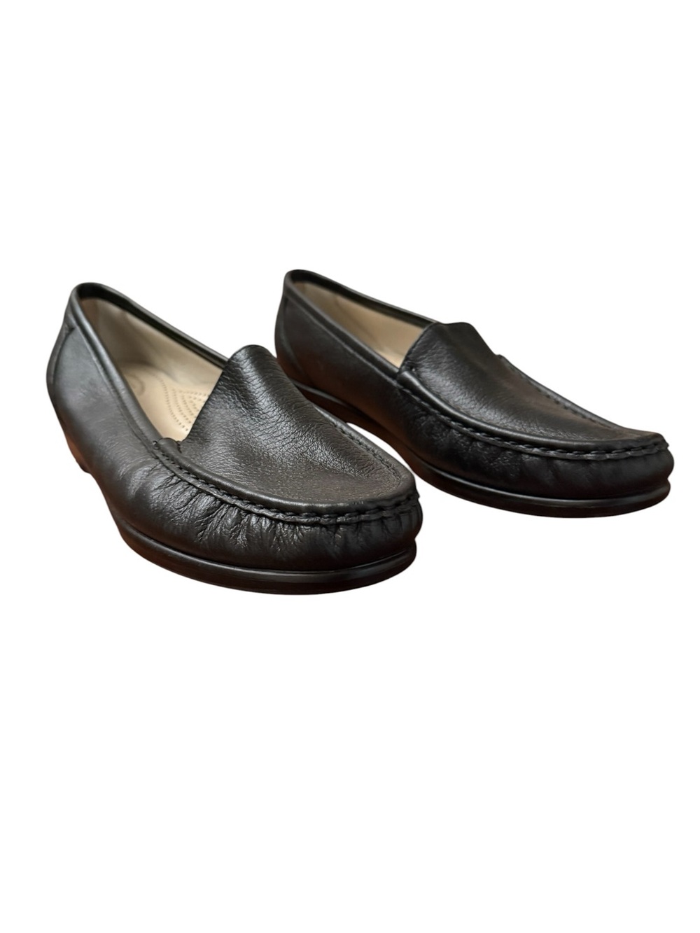 SAS Simplify Women Size 10 W Black Soft Leather Slip-On Moccasin Loafer USA Made